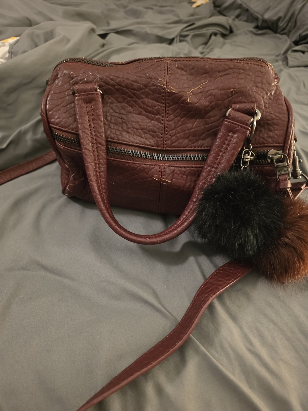 Women’s Burgundy Faux-Leather Crossbody Satchel (Express)